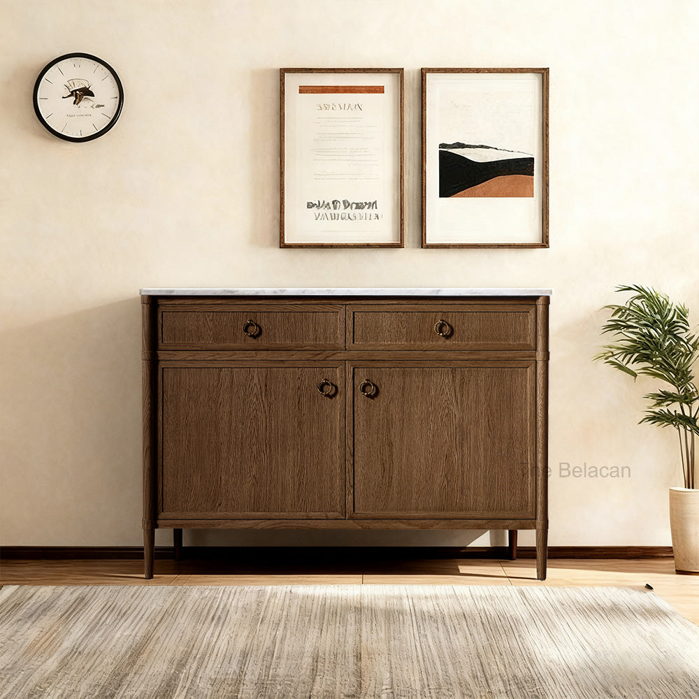 Fraboutiq Marble Double-Door Sideboard with Drawers - thebelacan