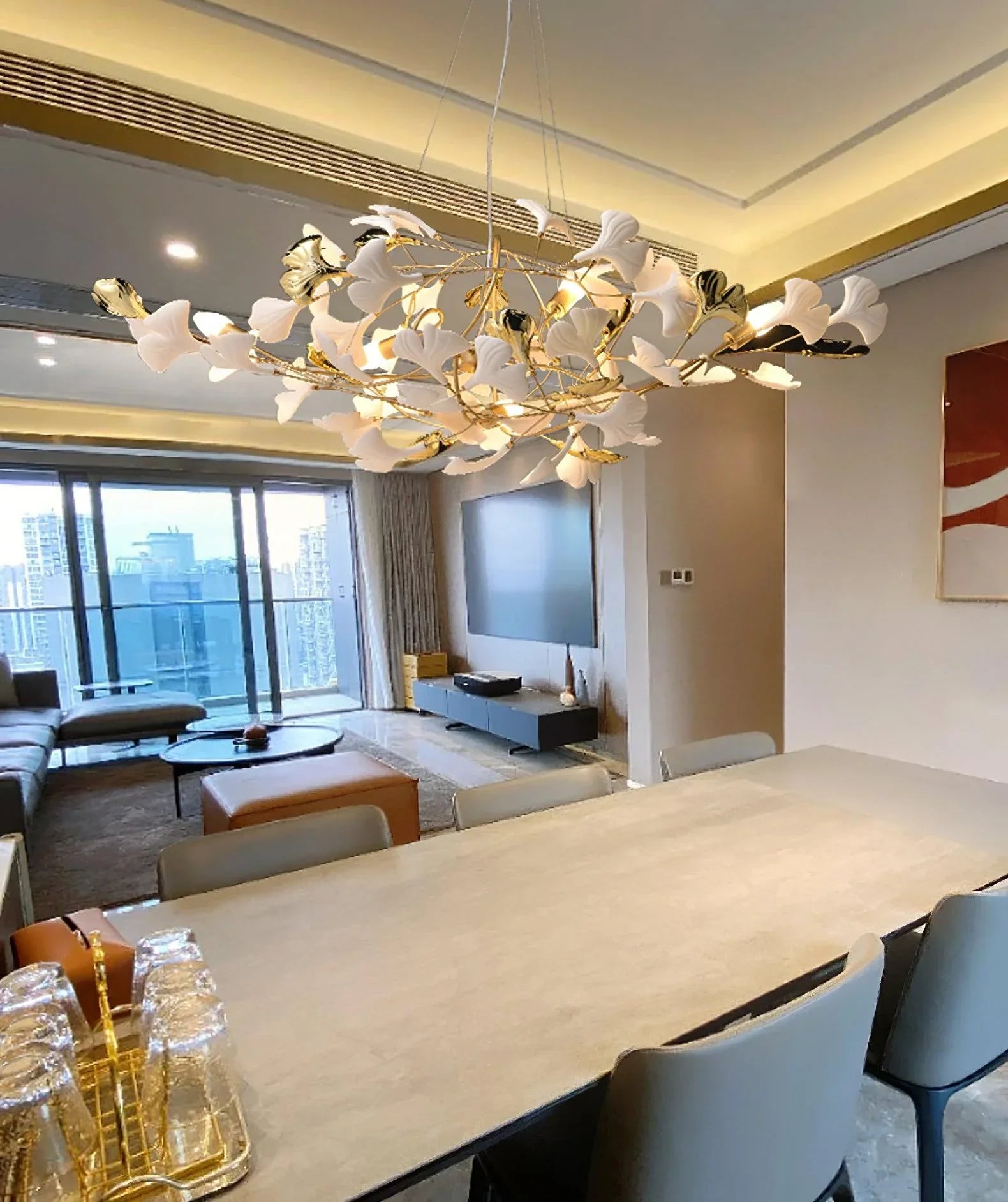 Ceramic Gingko Chandelier B - thebelacan