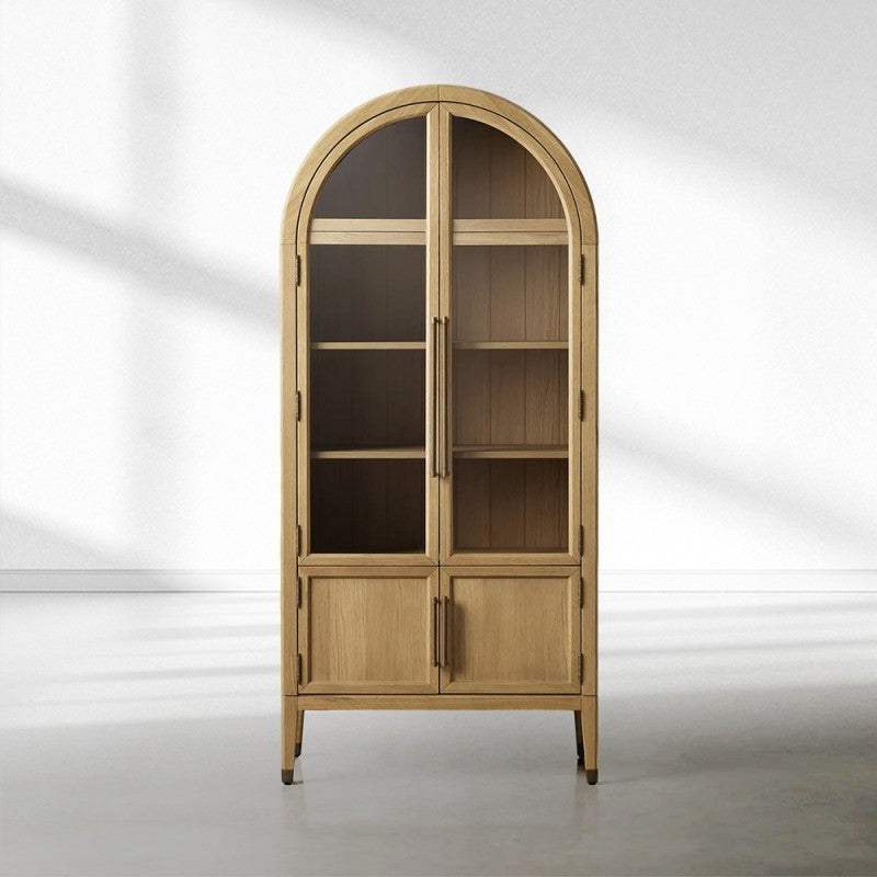 Heidi Glass-Door Oak Cabinet | Modern Farmhouse Design - thebelacan