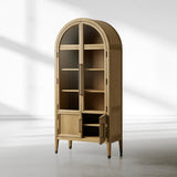 Heidi Glass-Door Oak Cabinet | Modern Farmhouse Design - thebelacan