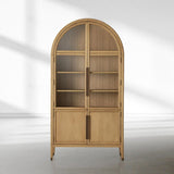 Heidi Glass-Door Oak Cabinet | Modern Farmhouse Design - thebelacan
