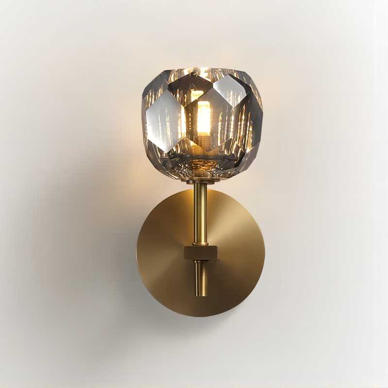 Kristal Smoke Glass Short Wall Sconce - thebelacan