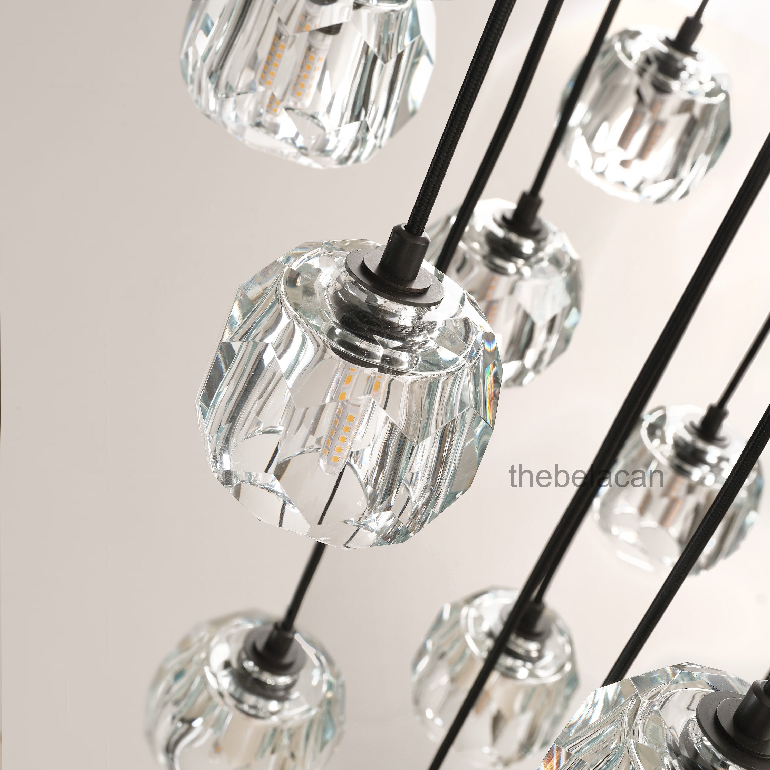 Kristal Glass Round Cluster Chandelier 19" - thebelacan