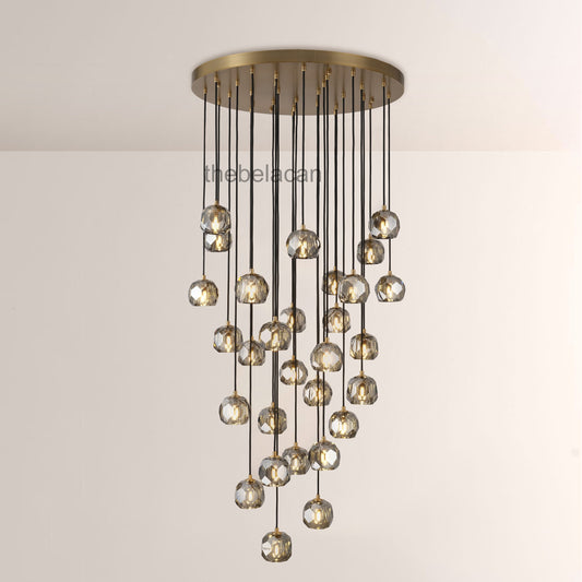 Kristal Smoke Glass Round Cluster Chandelier 30" - thebelacan