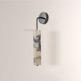 MarbleGlow Curved-Arm Cylinder Marble Wall Sconce - thebelacan