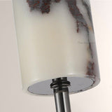MarbleGlow Curved-Arm Cylinder Marble Wall Sconce - thebelacan