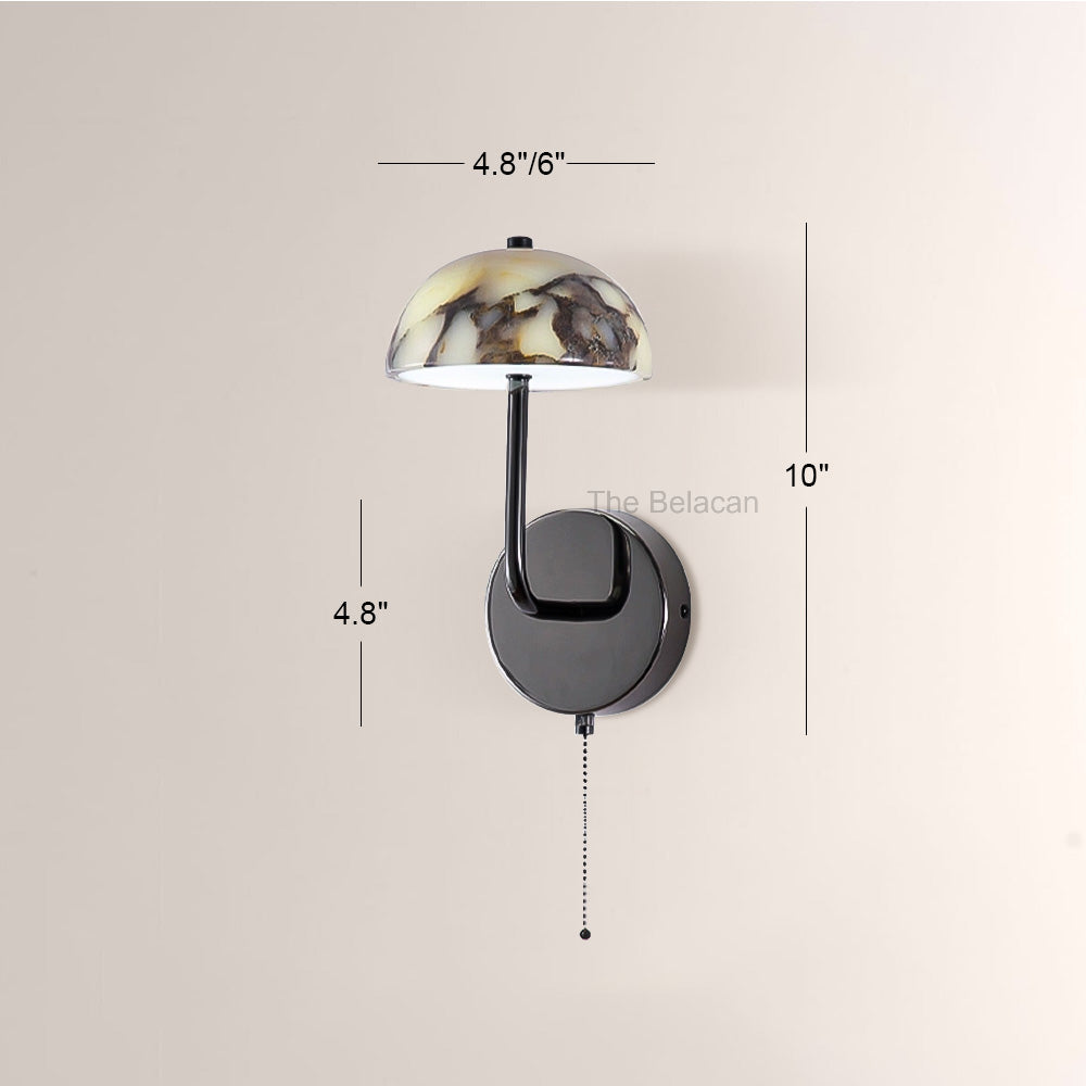 MarbleGlow Dome-Shade Curved Arm Wall Sconce - thebelacan