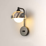 MarbleGlow Dome-Shade Globe Accent Wall Sconce - thebelacan