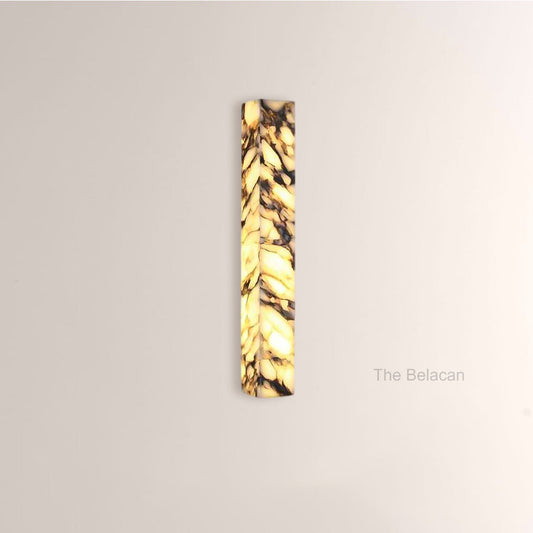 MarbleGlow Herringbone-Marble Vertical Wall Sconce - thebelacan