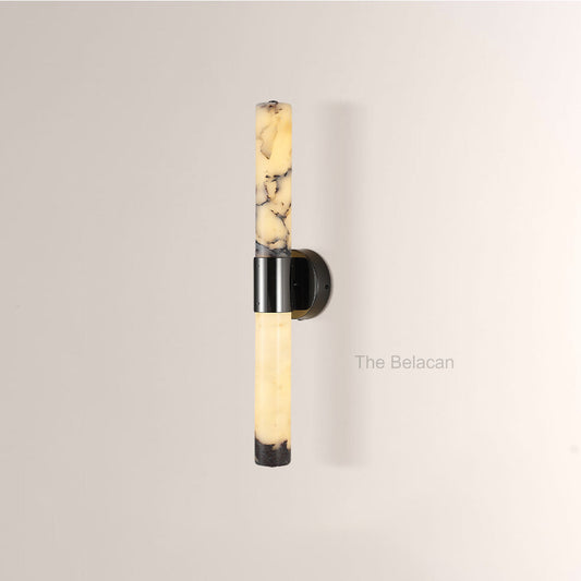 MarbleGlow Vertical Cylinder Marble Wall Sconce - thebelacan