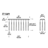 Noland 27-Light Linear Crystal Chandelier 48" - thebelacan