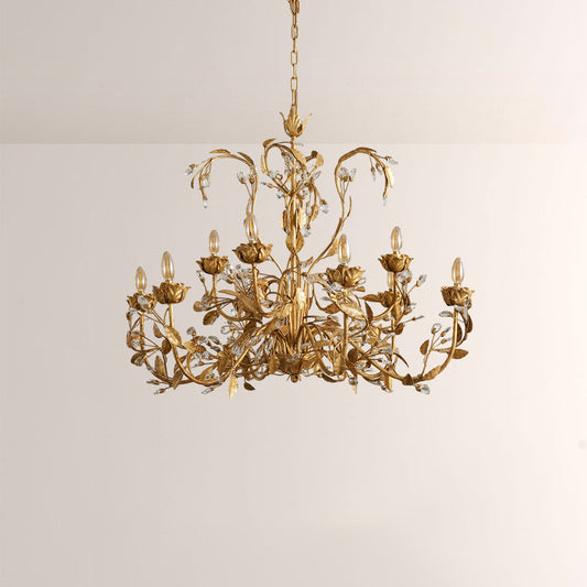 Nora Gilded Floral Crystal Round Chandelier