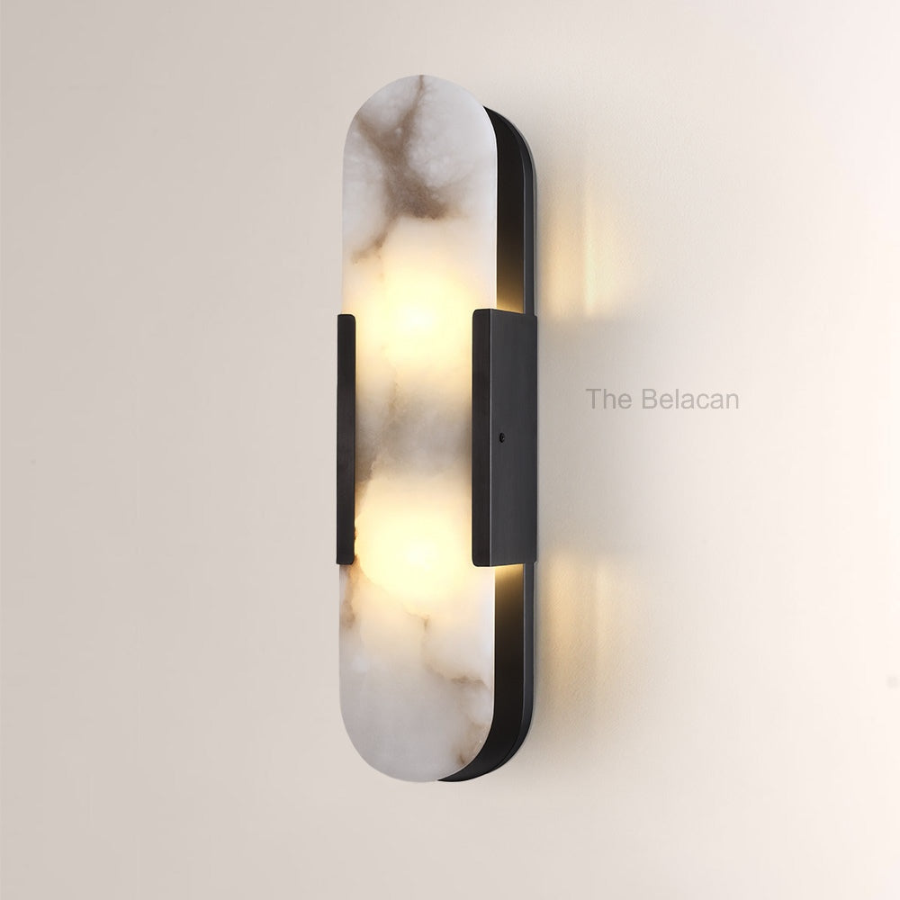 OpalEdge Oval Alabaster Wall Sconces 13.8 19.7H - thebelacan