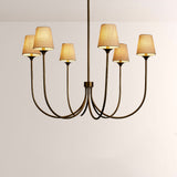 Saylor 6-Light Curved Arm Chandelier with Linen Shades