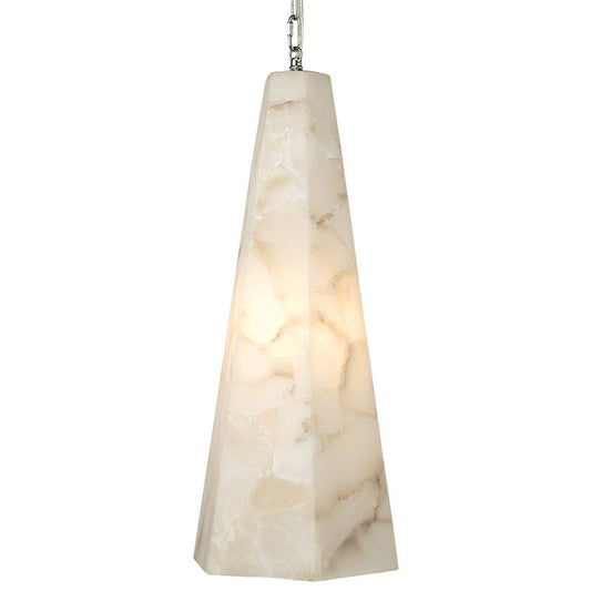 Tall Alabaster Tapered Hexagon Pendant Light - thebelacan