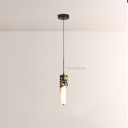 Vitrella Sculpted Marble-Wrap Cylinder Pendant - thebelacan