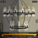Wagon Wheel 2 Tier Glass Chandelier - thebelacan