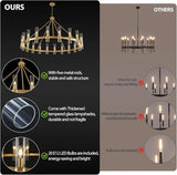 Wagon Wheel Glass Chandelier 60" 70" - thebelacan