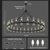 Wagon Wheel Glass Chandelier 60" 70" - thebelacan