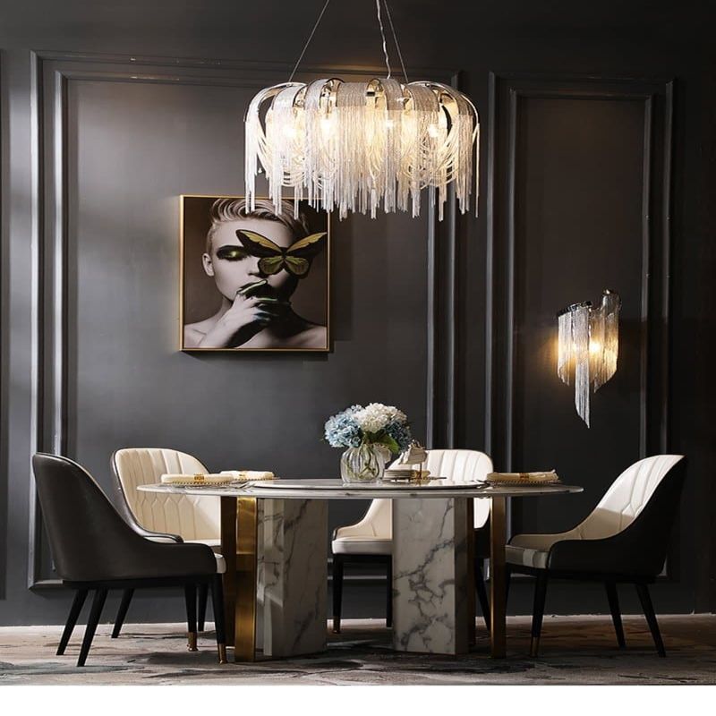 Alisa Luxury Aluminum Chain Tassel Chandelier - thebelacan