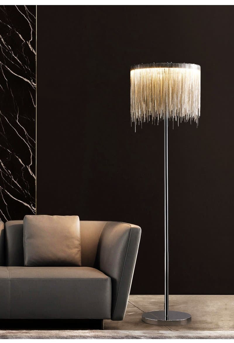 Alisa Luxury Hardware Aluminum Chain Tassel Floor Lamp(SINGLE-LAYER/DOUBLE-DECK) - thebelacan