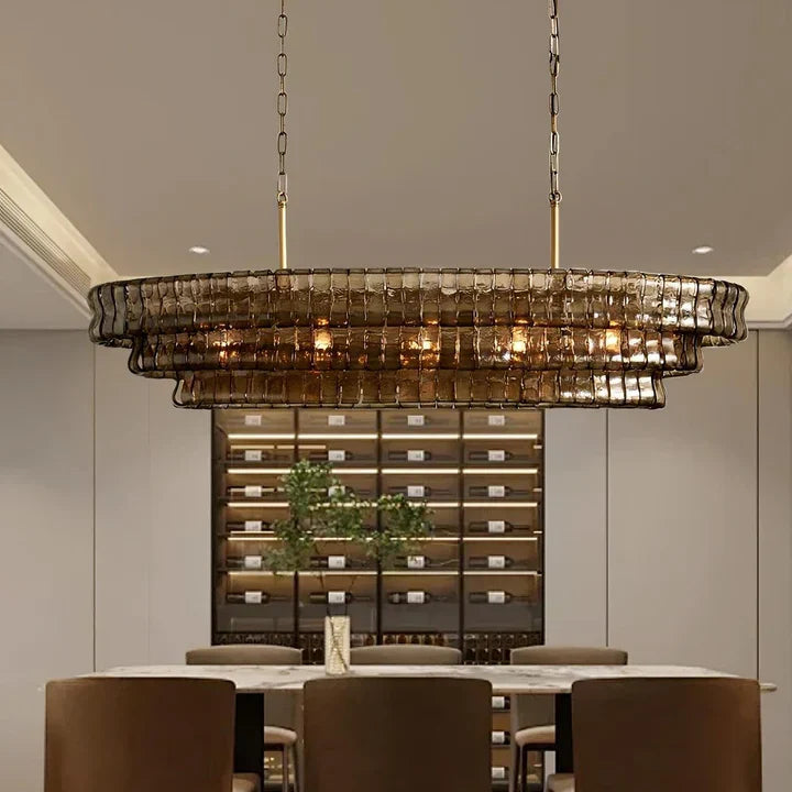 Lime Glass Oval Chandelier 54"W/65"W - thebelacan