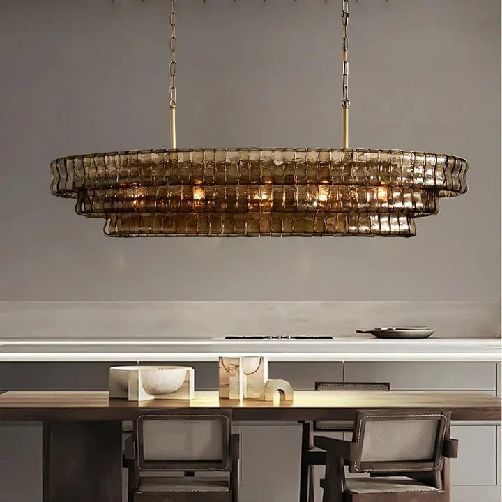 Lime Glass Oval Chandelier 54"W/65"W - thebelacan