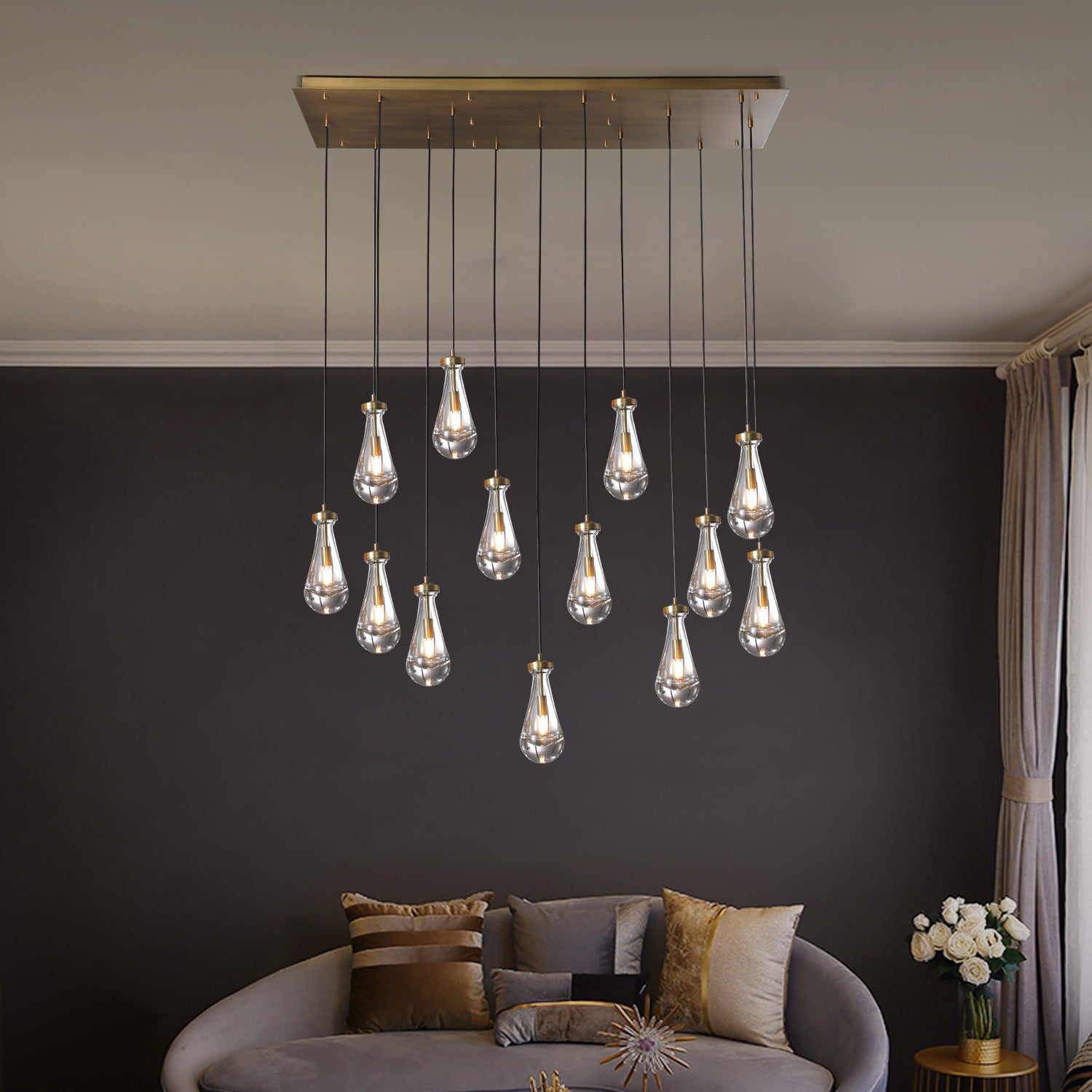 Raindrops Rectangular Chandelier 54" - thebelacan