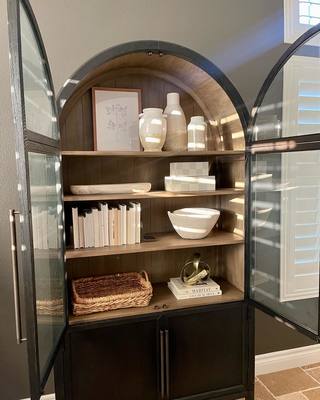 Heidi Glass-Door Oak Cabinet | Modern Farmhouse Design - thebelacan