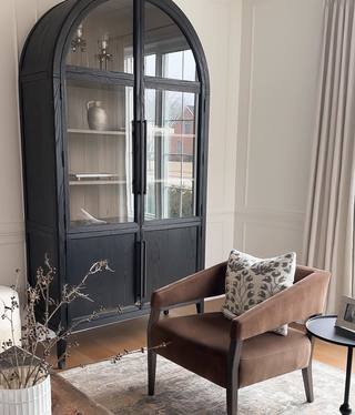 Heidi Glass-Door Oak Cabinet | Modern Farmhouse Design - thebelacan