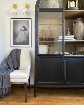 Heidi Glass-Door Oak Cabinet | Modern Farmhouse Design - thebelacan