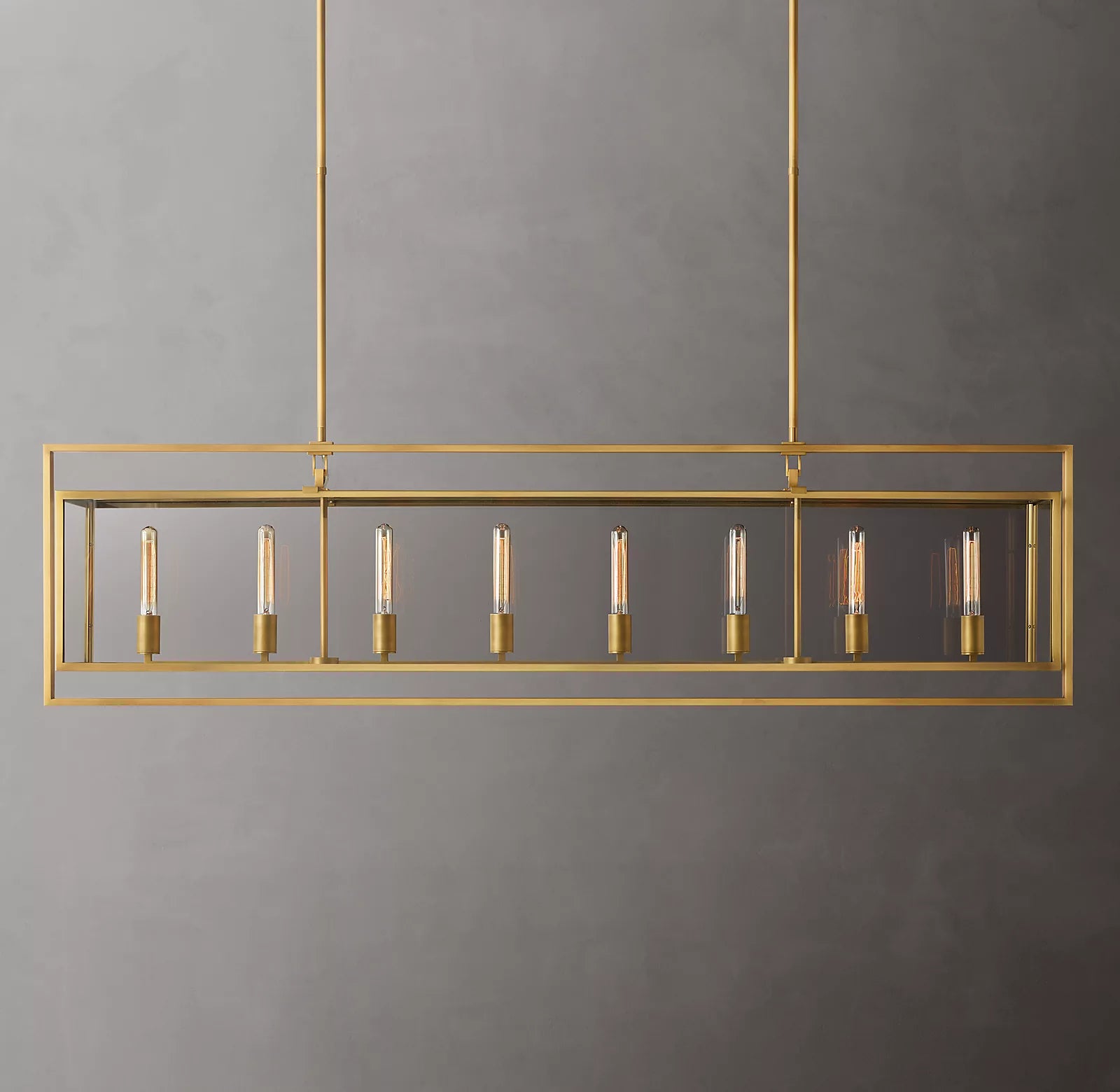 Beckman Glass Lantern Rectangular Chandelier 72" - thebelacan