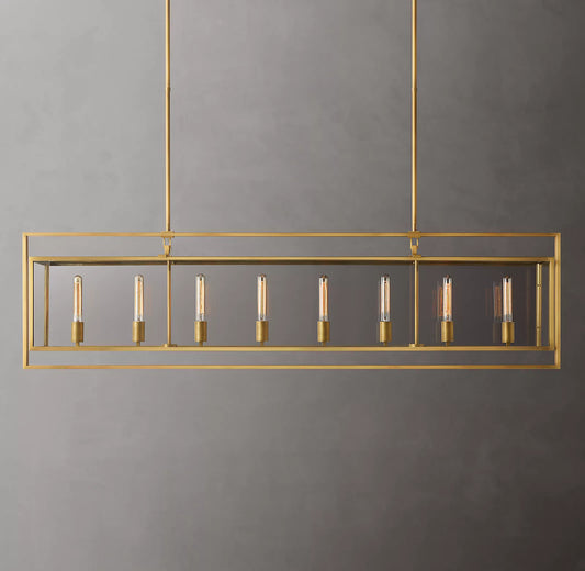 Beckman Glass Lantern Rectangular Chandelier 72" - thebelacan