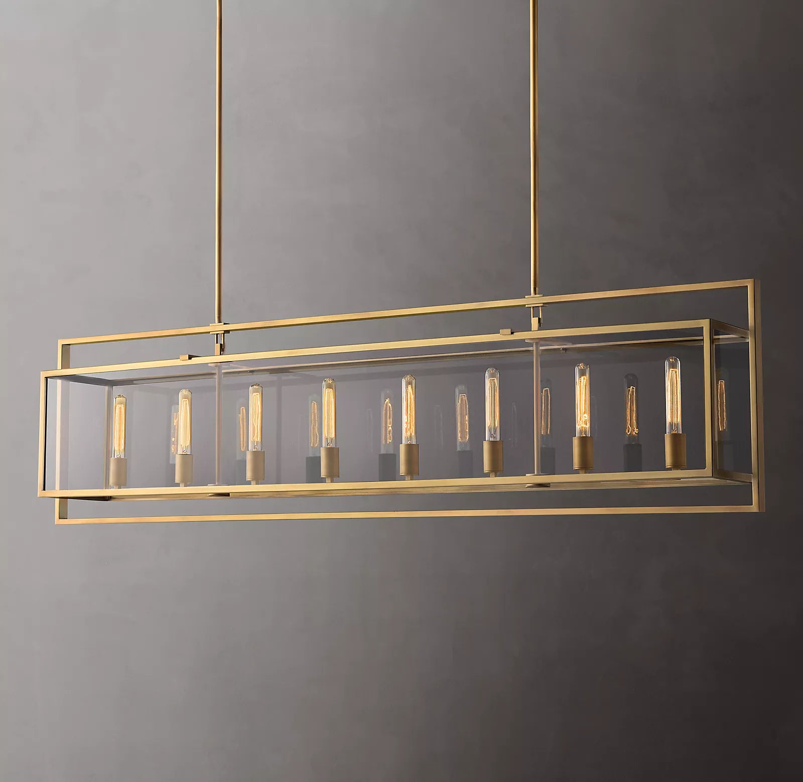 Beckman Glass Lantern Rectangular Chandelier 72" - thebelacan