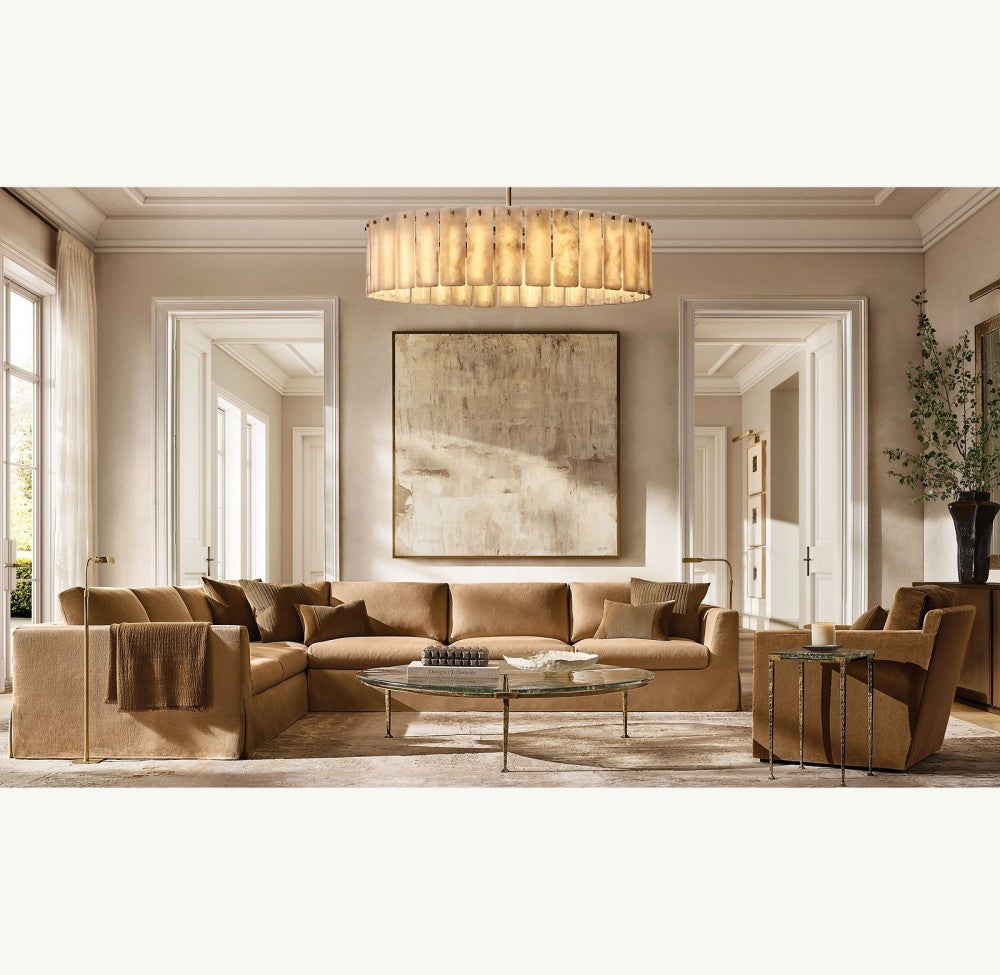 Cascade Alabaster Round Chandelier 48"D - thebelacan